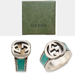 Gucci Interlocking G Turquoise Ring | Unisex | Brand New | Made in italy